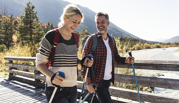 active couple hiking