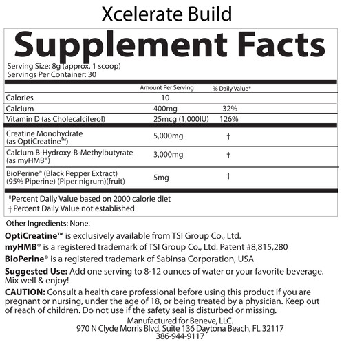Xcelerate-Build-Ingredients muscle support supplement BUILD