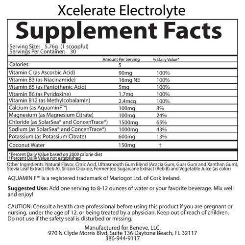 Xcelerate-Electrolyte-Ingredients electrolyte hydration supplement xcelerate electrolytes