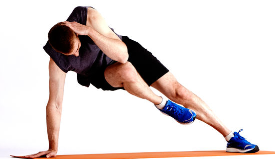 core exercises for men over 50 - side plank with arm to knee